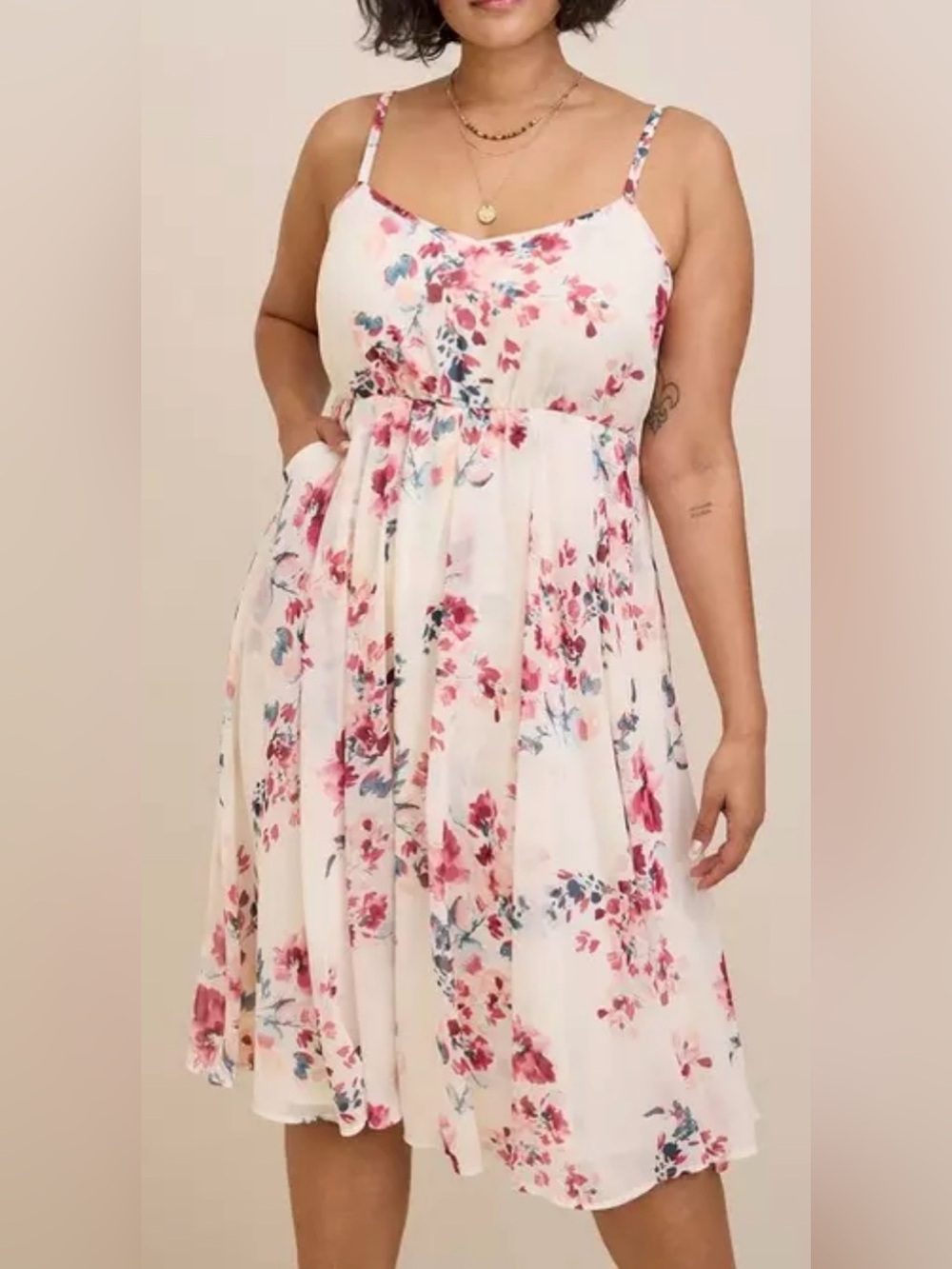 Torrid Floral Chiffon Midi Dress size 1